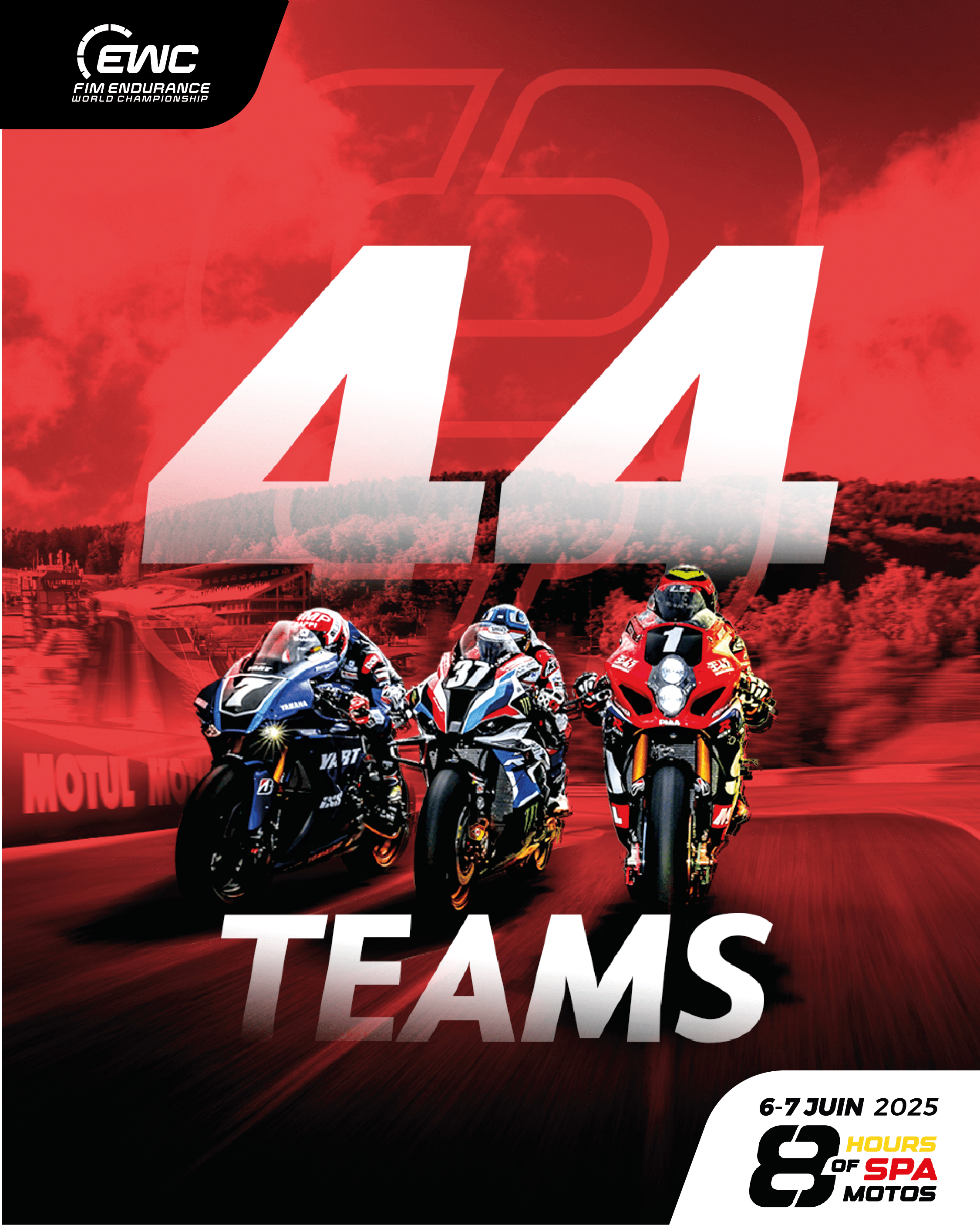 44 teams entered in the 8H of Spa Motos